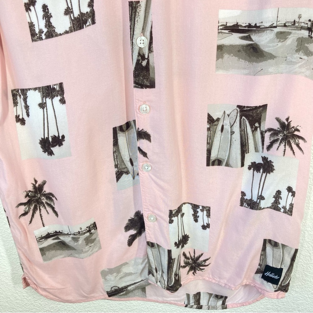 SOLD!! Hollister Mens Beach Shirt Small Pink Button Down - Picture 7 of 14